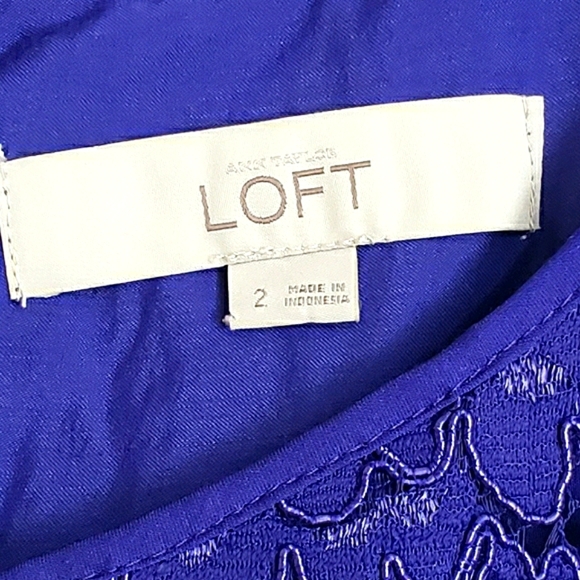 Loft Purple Lace Sheath Dress Scalloped Hem - Picture 4 of 11